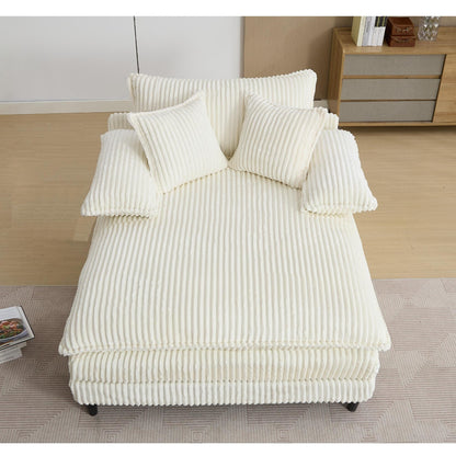 54.75 W Oversized Chaise Lounge Chair Fluffy Cushioned Sofa Bed with 2 Pillows