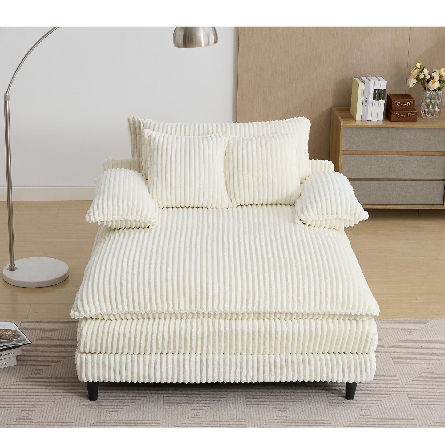 54.75 W Oversized Chaise Lounge Chair Fluffy Cushioned Sofa Bed with 2 Pillows