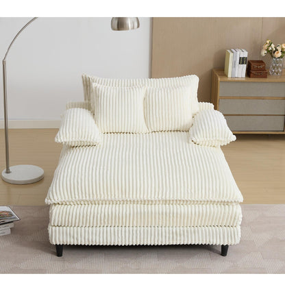 54.75 W Oversized Chaise Lounge Chair Fluffy Cushioned Sofa Bed with 2 Pillows