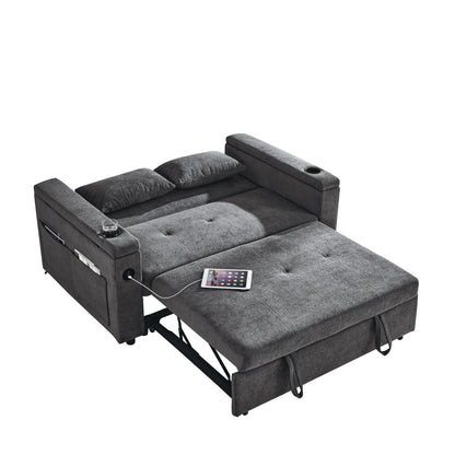 54 Pull-Out Sleeper Sofa Bed Double Seat Recliner Sofa Bed