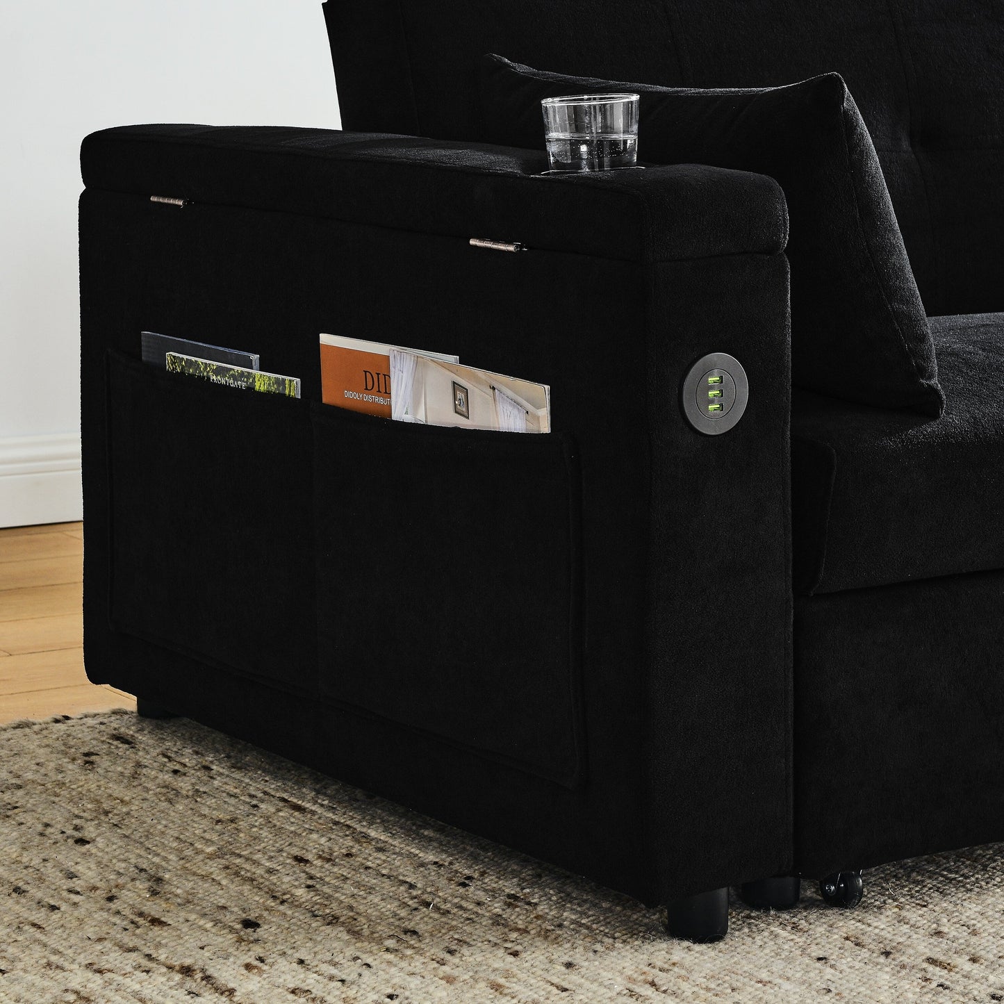 54 Pull-Out Sleeper Sofa Bed Double Seat Recliner Sofa Bed
