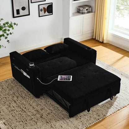 54 Pull-Out Sleeper Sofa Bed Double Seat Recliner Sofa Bed