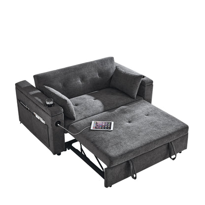 54 Pull-Out Sleeper Sofa Bed Double Seat Recliner Sofa Bed