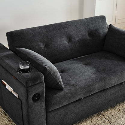 54 Pull-Out Sleeper Sofa Bed Double Seat Recliner Sofa Bed