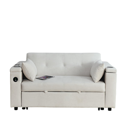 54 Pull-Out Sleeper Sofa Bed Double Seat Recliner Sofa Bed