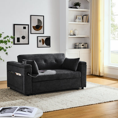 54 Pull-Out Sleeper Sofa Bed Double Seat Recliner Sofa Bed