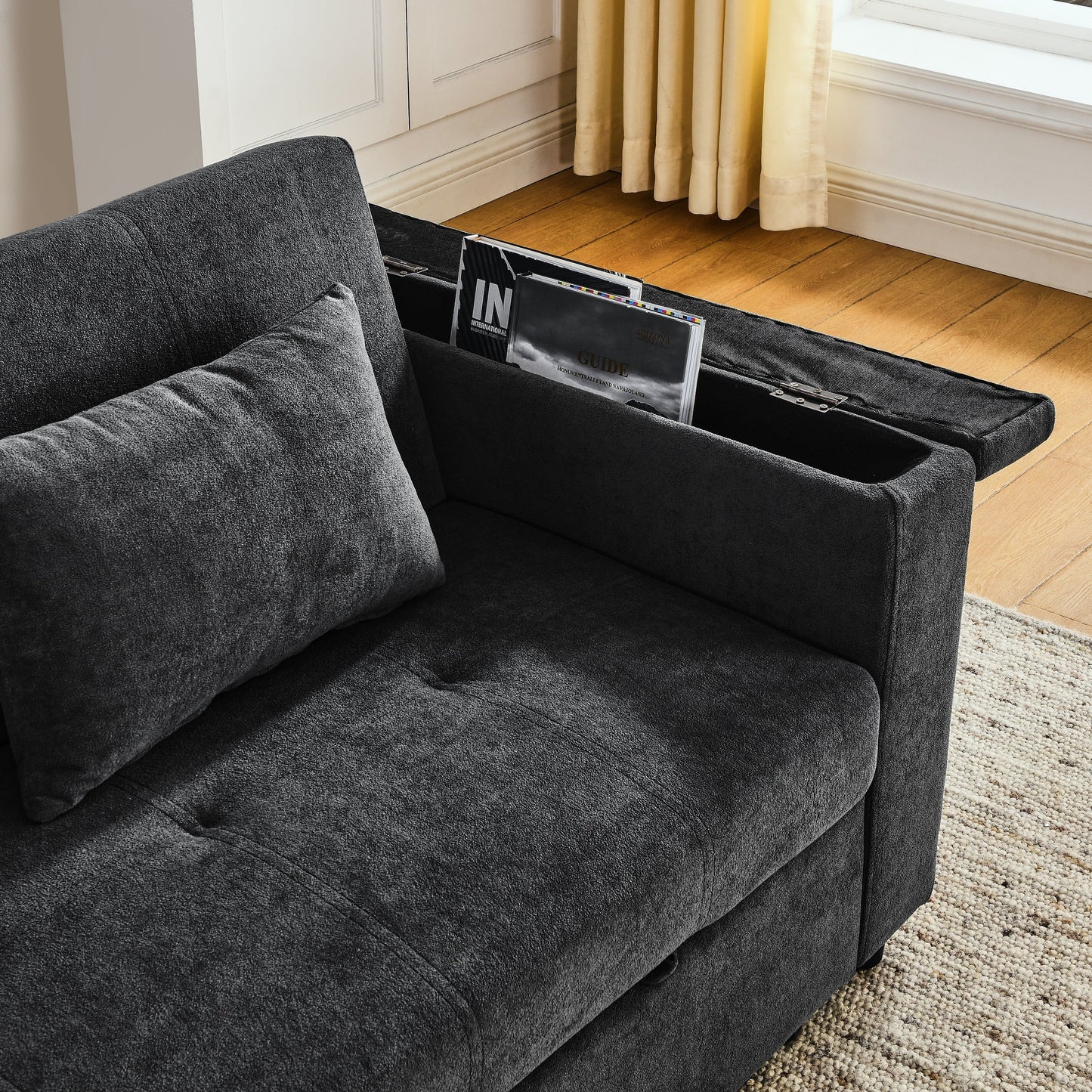 54 Pull-Out Sleeper Sofa Bed Double Seat Recliner Sofa Bed