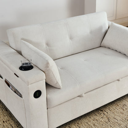 54 Pull-Out Sleeper Sofa Bed Double Seat Recliner Sofa Bed