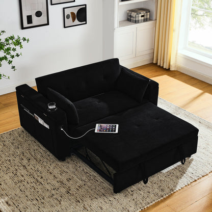 54 Pull-Out Sleeper Sofa Bed Double Seat Recliner Sofa Bed