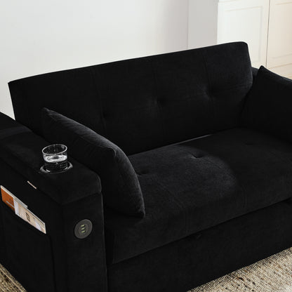 54 Pull-Out Sleeper Sofa Bed Double Seat Recliner Sofa Bed