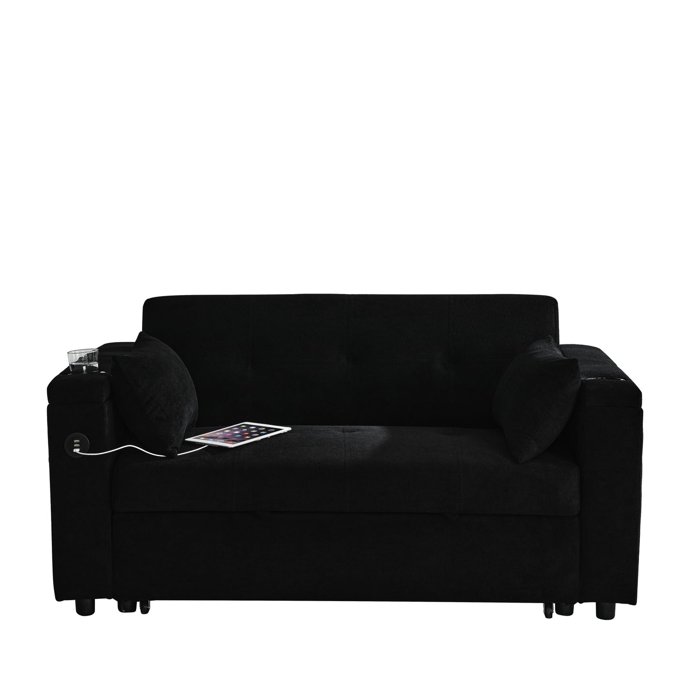54 Pull-Out Sleeper Sofa Bed Double Seat Recliner Sofa Bed