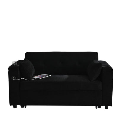54 Pull-Out Sleeper Sofa Bed Double Seat Recliner Sofa Bed