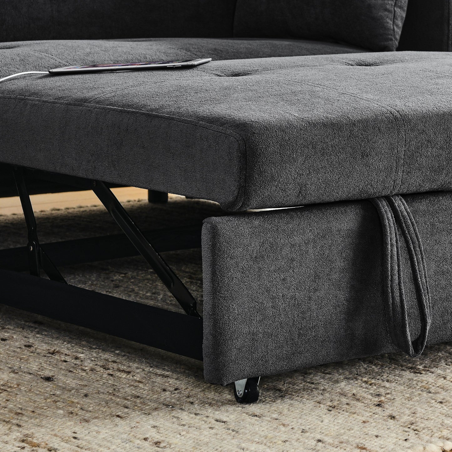 54 Pull-Out Sleeper Sofa Bed Double Seat Recliner Sofa Bed