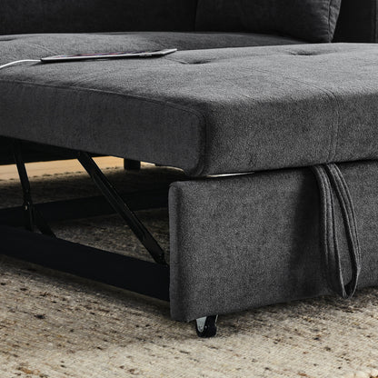 54 Pull-Out Sleeper Sofa Bed Double Seat Recliner Sofa Bed