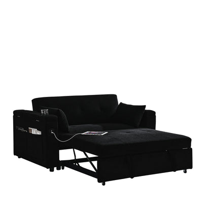 54 Pull-Out Sleeper Sofa Bed Double Seat Recliner Sofa Bed