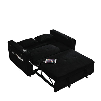 54 Pull-Out Sleeper Sofa Bed Double Seat Recliner Sofa Bed