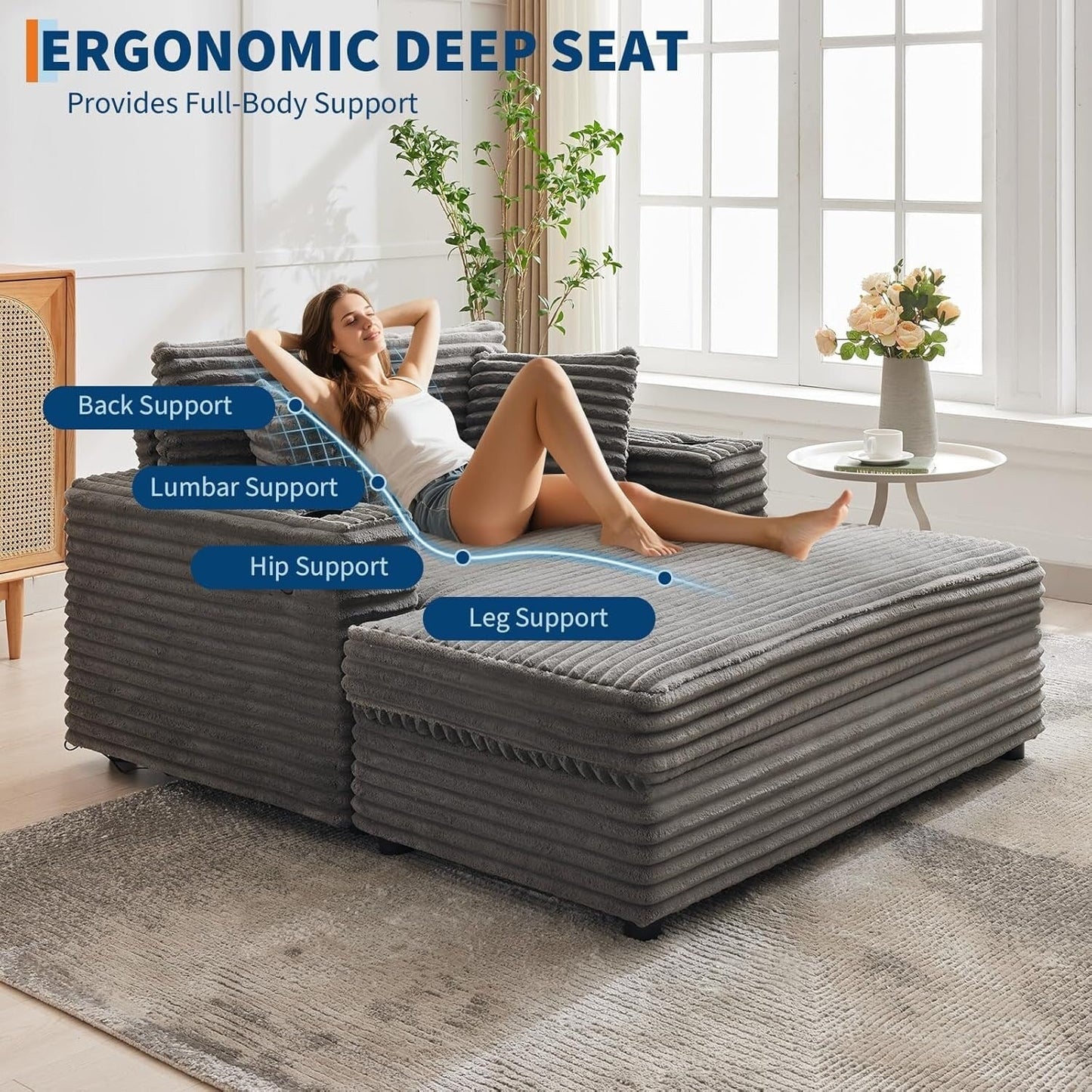 54'' Upholstered Sofa Bed with Pillows and Arms Indoor Oversized Coffee Chair Comfortable Corduroy Sleeper Sofa