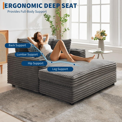 54'' Upholstered Sofa Bed with Pillows and Arms Indoor Oversized Coffee Chair Comfortable Corduroy Sleeper Sofa