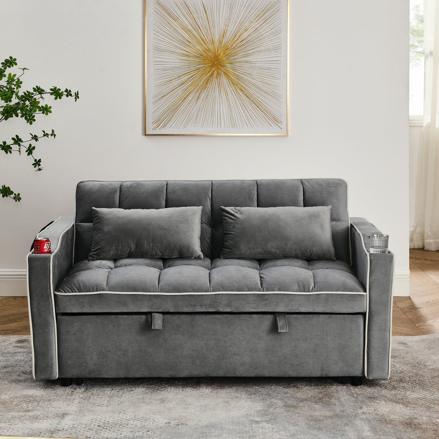 55.51 inch versatile foldable sofa bed in 3 lengths