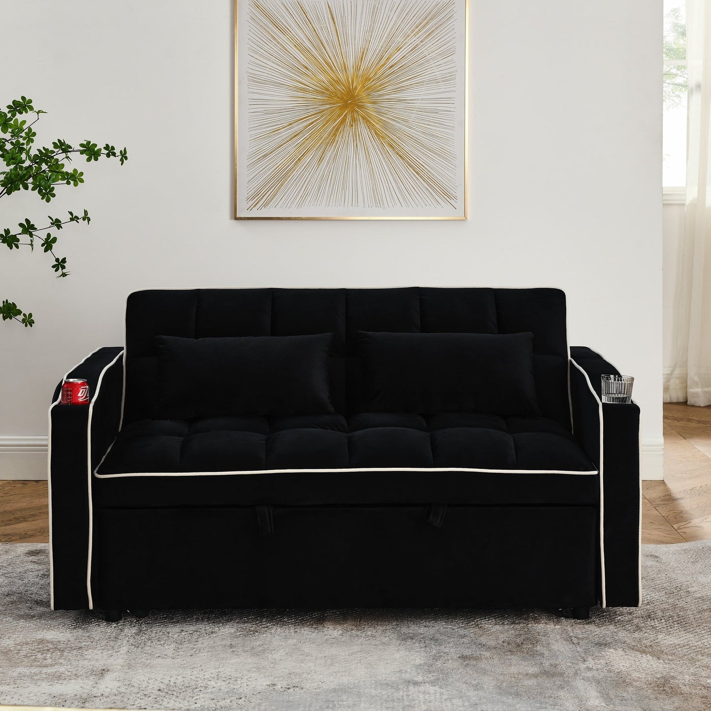55.51 inch versatile foldable sofa bed in 3 lengths