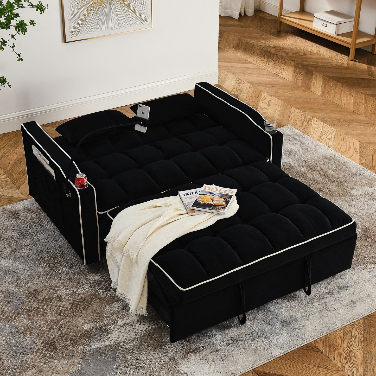55.51 inch versatile foldable sofa bed in 3 lengths