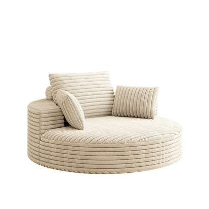 55L Corduroy Chenille Foam Single Swivel Chair, Fluffy Modern Sleeper, 360 Degree Swivel Chair, Lounge and Projection Room