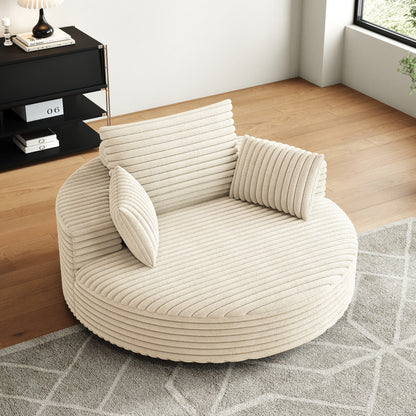 55L Corduroy Chenille Foam Single Swivel Chair, Fluffy Modern Sleeper, 360 Degree Swivel Chair, Lounge and Projection Room