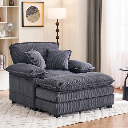 56.9 W Oversized Chair with Ottoman, Reading Chair for Bedroom, Lazy Sofa Bed, Modern Over Sized Single Recliner Couch