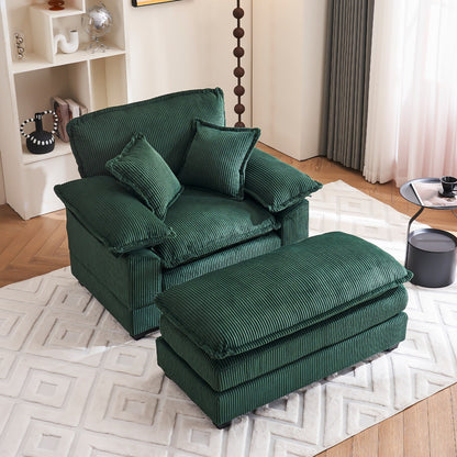56.9 W Oversized Chair with Ottoman, Reading Chair for Bedroom, Lazy Sofa Bed, Modern Over Sized Single Recliner Couch