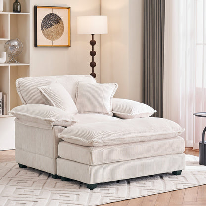 56.9 W Oversized Chair with Ottoman, Reading Chair for Bedroom, Lazy Sofa Bed, Modern Over Sized Single Recliner Couch
