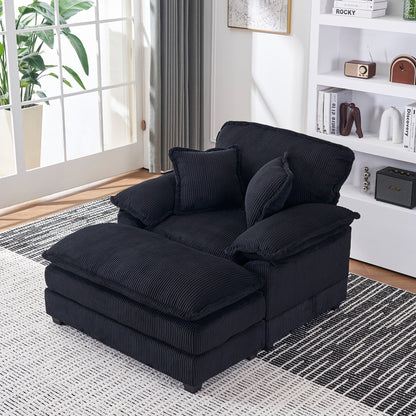 56.9 W Oversized Chair with Ottoman, Reading Chair for Bedroom, Lazy Sofa Bed, Modern Over Sized Single Recliner Couch