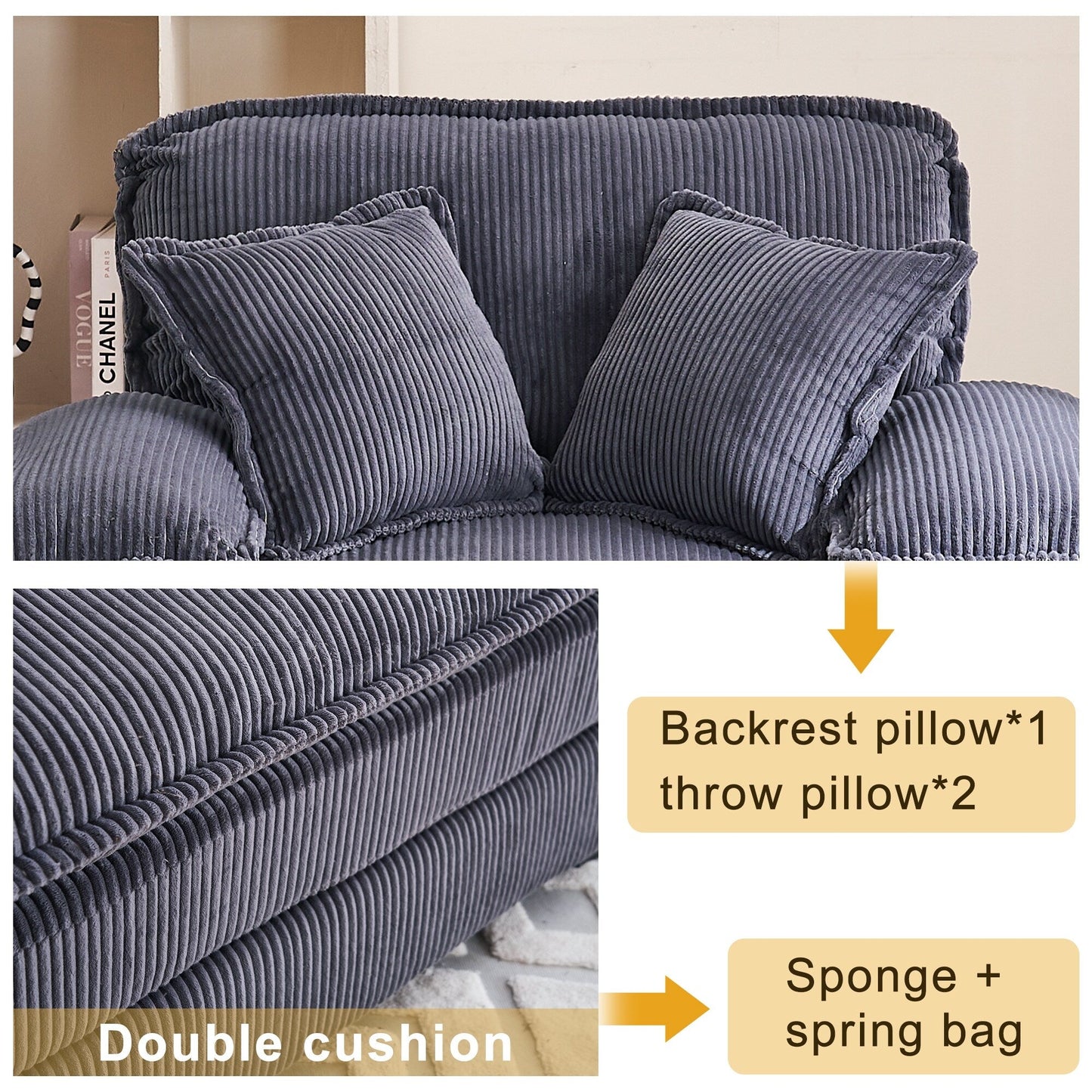 56.9 W Oversized Chair with Ottoman, Reading Chair for Bedroom, Lazy Sofa Bed, Modern Over Sized Single Recliner Couch