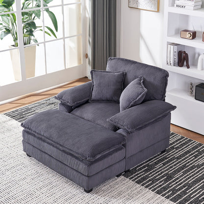56.9 W Oversized Chair with Ottoman, Reading Chair for Bedroom, Lazy Sofa Bed, Modern Over Sized Single Recliner Couch