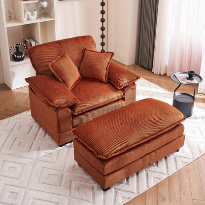 56.9 W Oversized Chair with Ottoman, Reading Chair for Bedroom, Lazy Sofa Bed, Modern Over Sized Single Recliner Couch