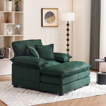 56.9 W Oversized Chair with Ottoman, Reading Chair for Bedroom, Lazy Sofa Bed, Modern Over Sized Single Recliner Couch