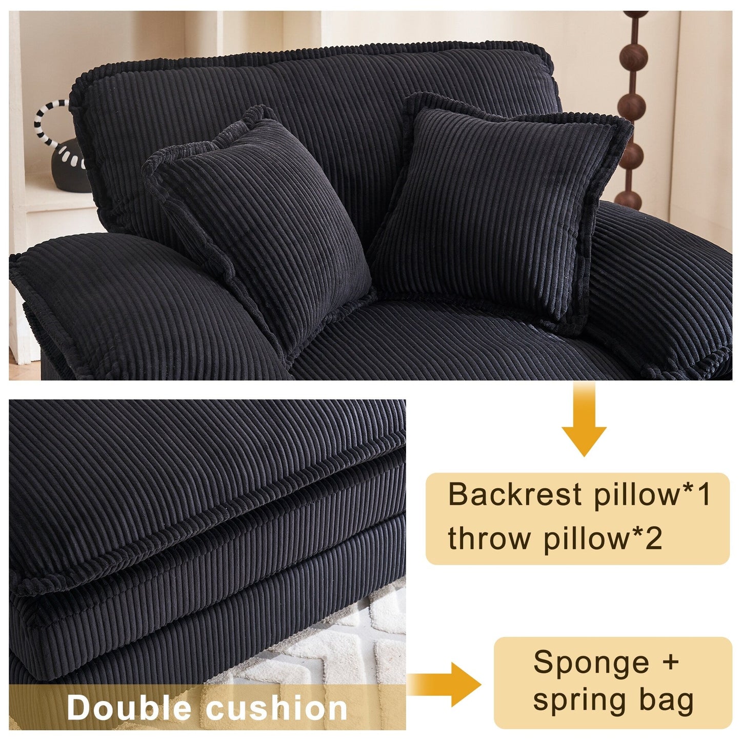 56.9 W Oversized Chair with Ottoman, Reading Chair for Bedroom, Lazy Sofa Bed, Modern Over Sized Single Recliner Couch