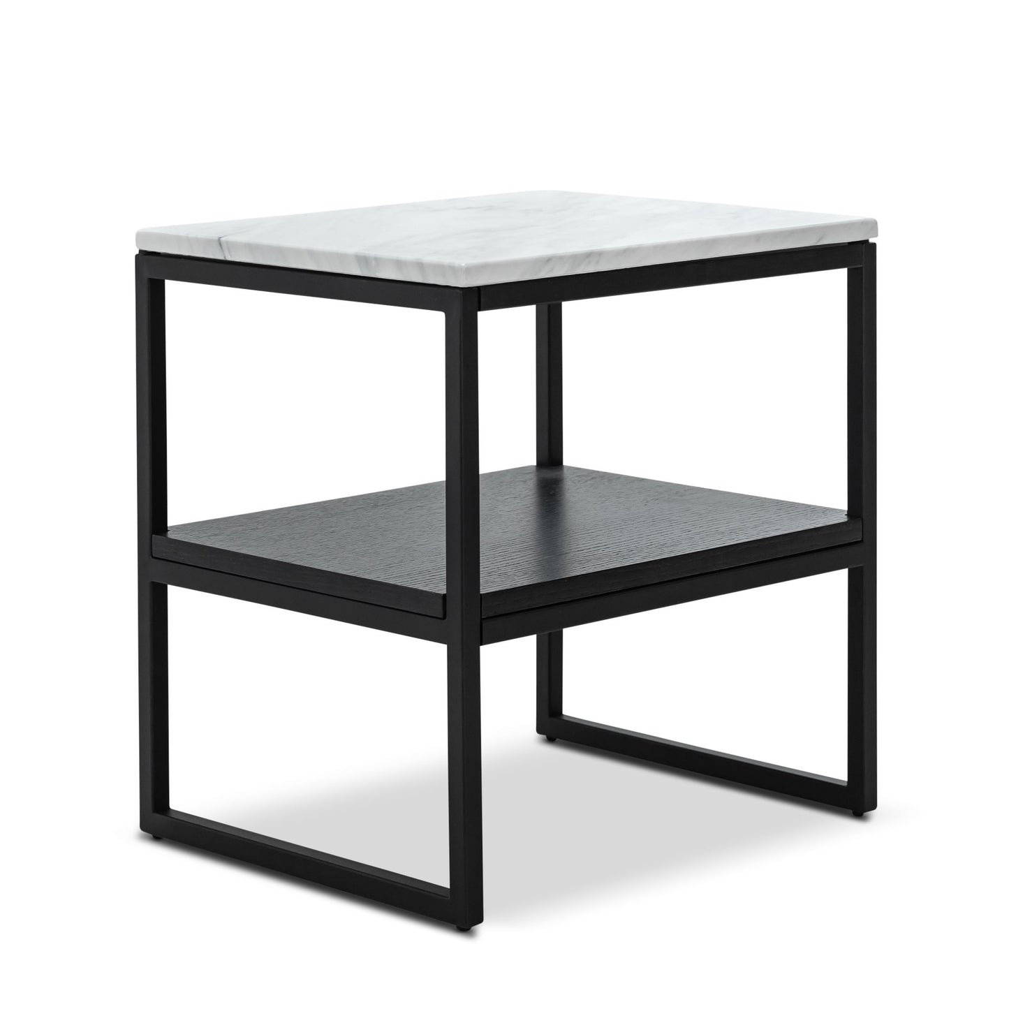 Brink White Marble Side Table - Black