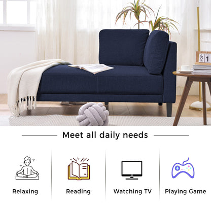65 Modern Linen Corner Chaise Lounge with Removable Cushions, Sleeper Sofa Bed, Leisure Sofa, Upholstered Chaise Lounge