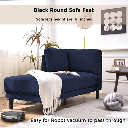 65 Modern Linen Corner Chaise Lounge with Removable Cushions, Sleeper Sofa Bed, Leisure Sofa, Upholstered Chaise Lounge