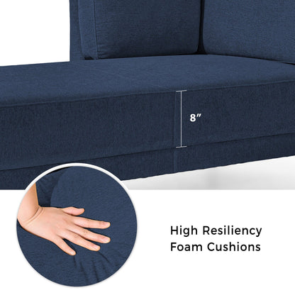 65 Modern Linen Corner Chaise Lounge with Removable Cushions, Sleeper Sofa Bed, Leisure Sofa, Upholstered Chaise Lounge