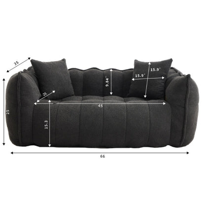 66 Chenille Square Beanbag Chair with High-Resilience Foam Core, Armrests and Handle