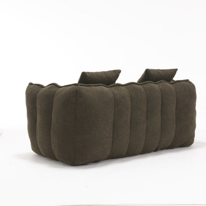 66 Chenille Square Beanbag Chair with High-Resilience Foam Core, Armrests and Handle