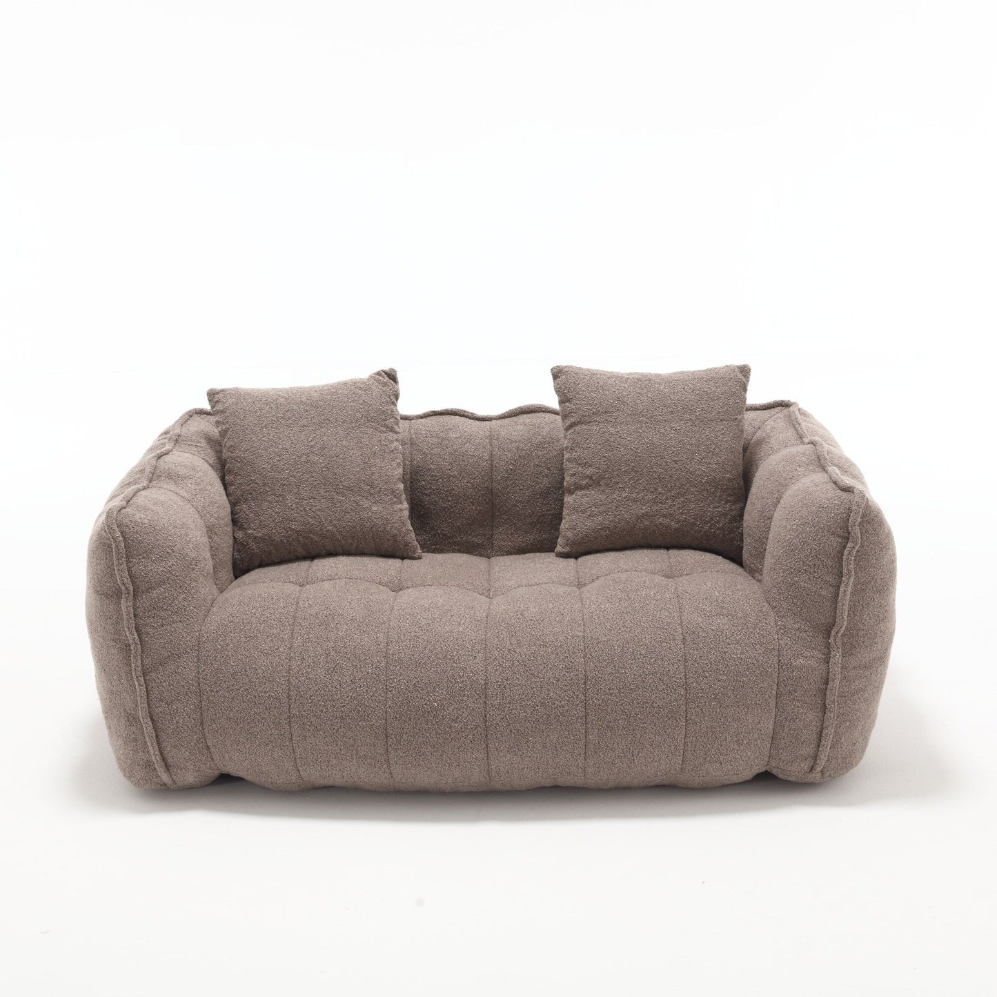 66 Chenille Square Beanbag Chair with High-Resilience Foam Core, Armrests and Handle