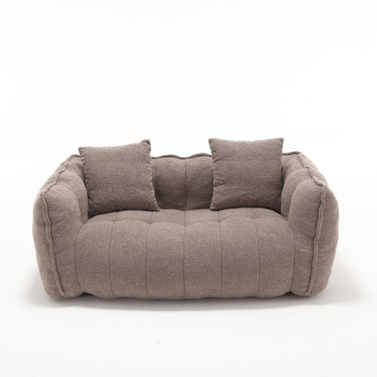 66 Chenille Square Beanbag Chair with High-Resilience Foam Core, Armrests and Handle