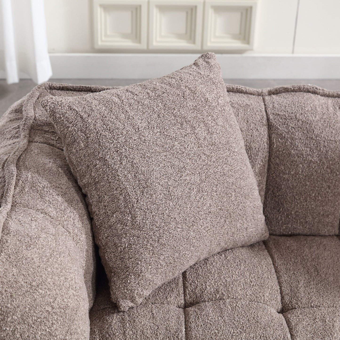 66 Chenille Square Beanbag Chair with High-Resilience Foam Core, Armrests and Handle