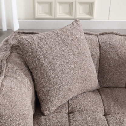 66 Chenille Square Beanbag Chair with High-Resilience Foam Core, Armrests and Handle