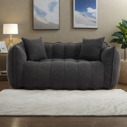66 Chenille Square Beanbag Chair with High-Resilience Foam Core, Armrests and Handle