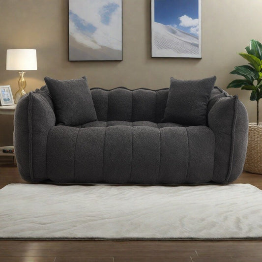 66 Chenille Square Beanbag Chair with High-Resilience Foam Core, Armrests and Handle