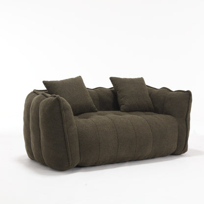 66 Chenille Square Beanbag Chair with High-Resilience Foam Core, Armrests and Handle