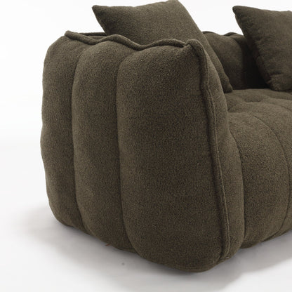 66 Chenille Square Beanbag Chair with High-Resilience Foam Core, Armrests and Handle